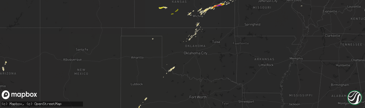 Hail map in Oklahoma on August 24, 2016