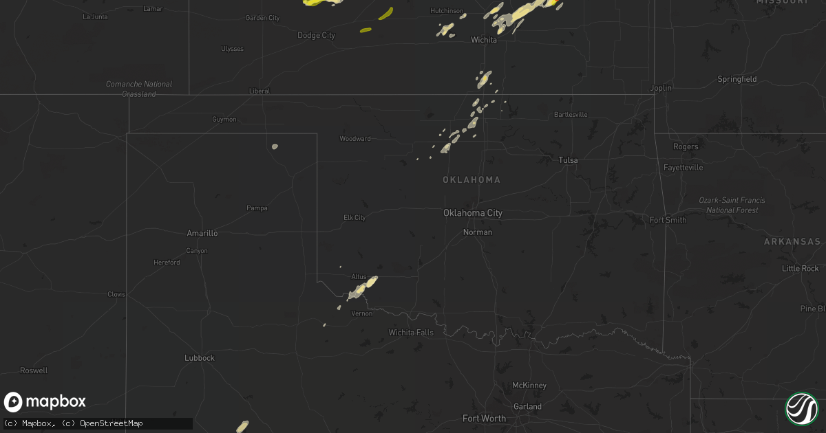 Hail map in Oklahoma on August 24, 2016