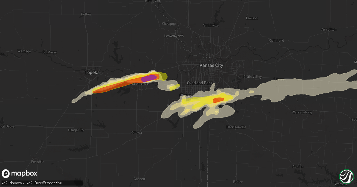 Hail map in Olathe, KS on August 24, 2016