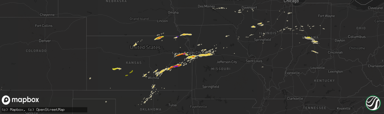 Hail map on August 24, 2016