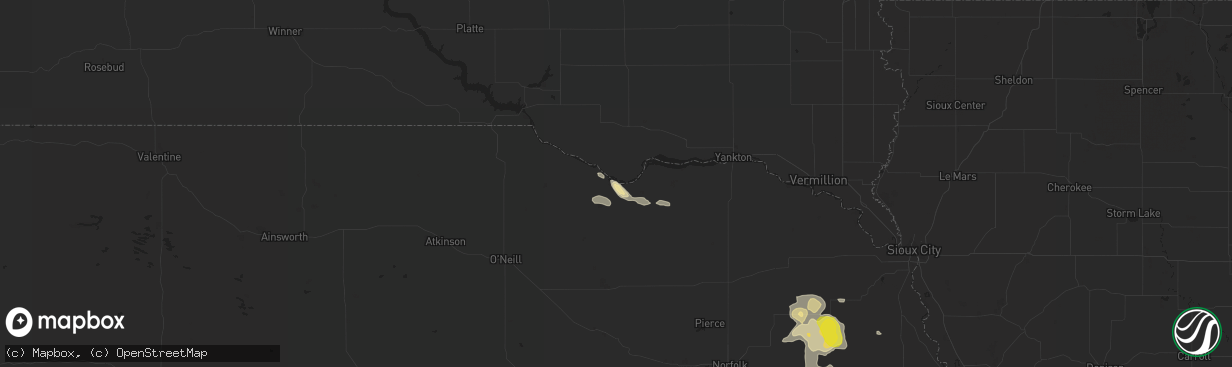 Hail map in Niobrara, NE on August 24, 2017