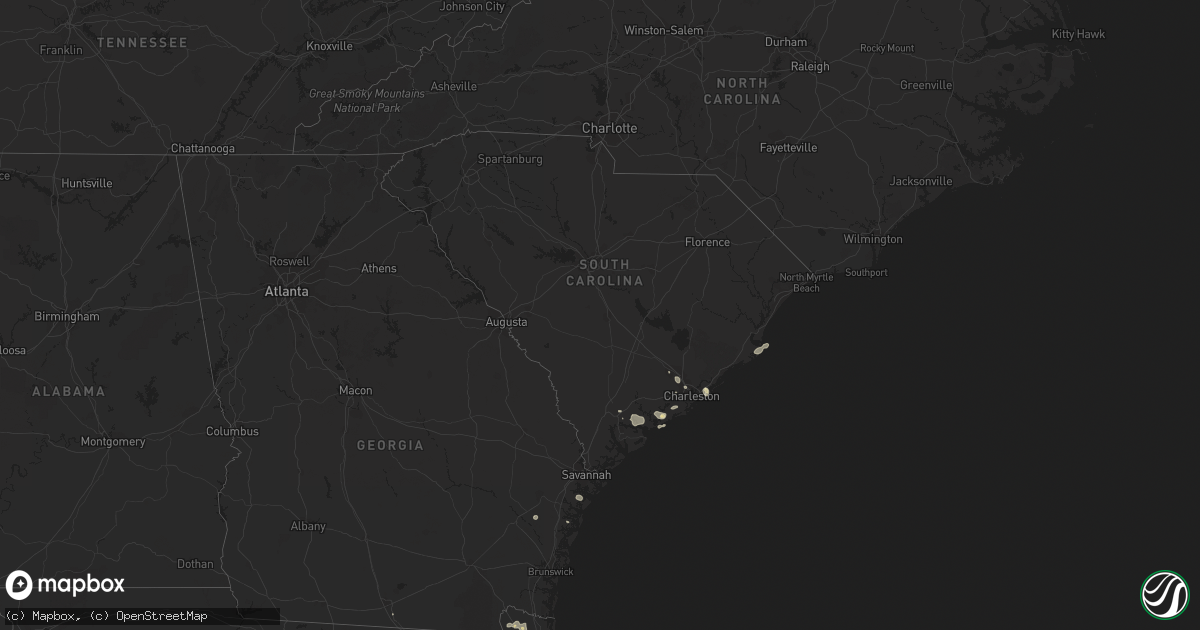 Hail map in South Carolina on August 24, 2017