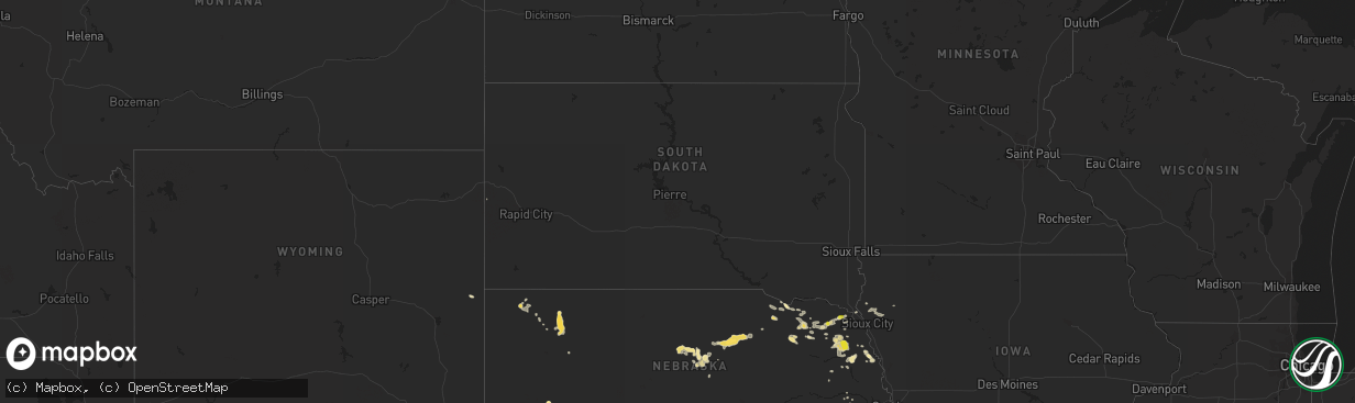 Hail map in South Dakota on August 24, 2017