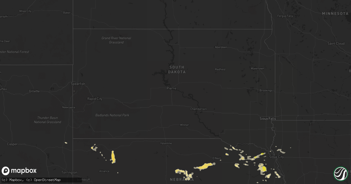 Hail map in South Dakota on August 24, 2017