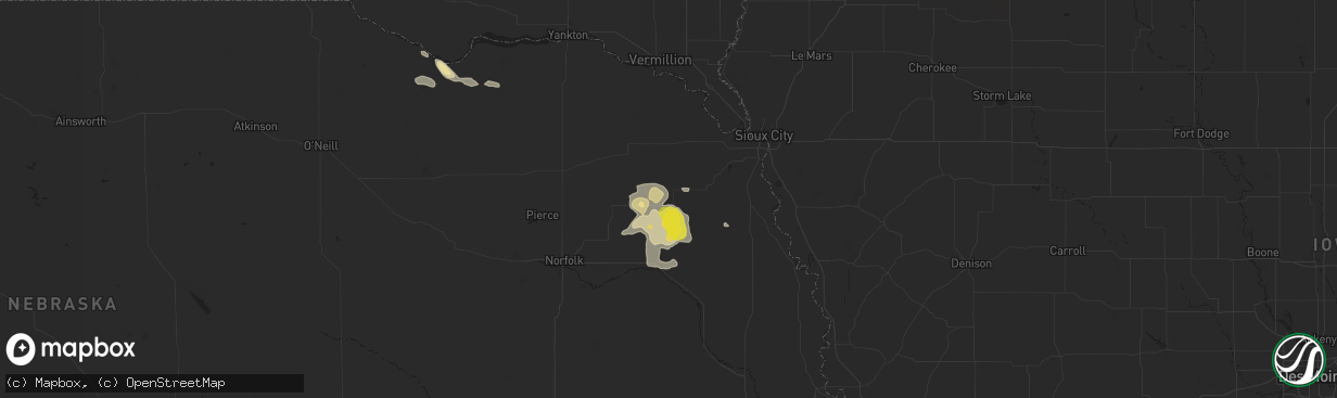 Hail map in Wakefield, NE on August 24, 2017