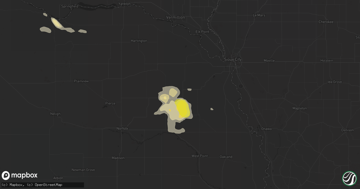 Hail map in Wakefield, NE on August 24, 2017