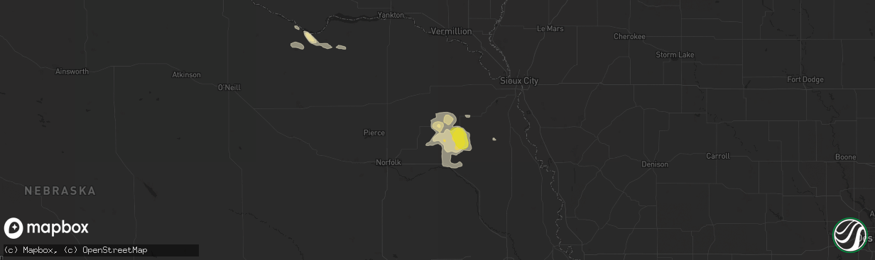 Hail map in Wayne, NE on August 24, 2017