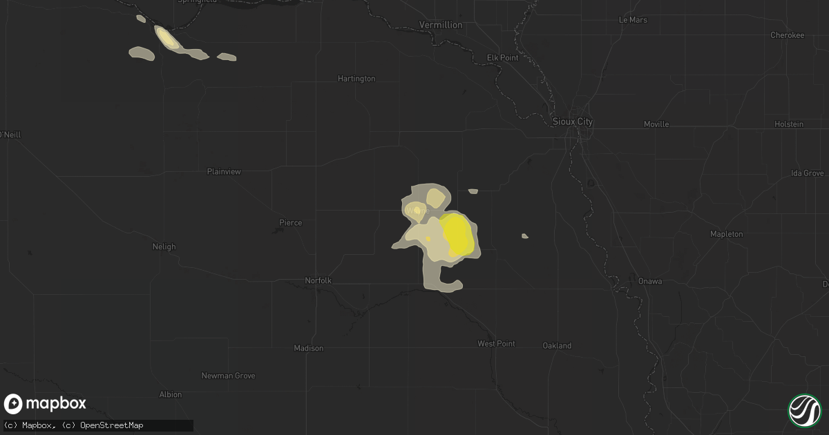 Hail map in Wayne, NE on August 24, 2017