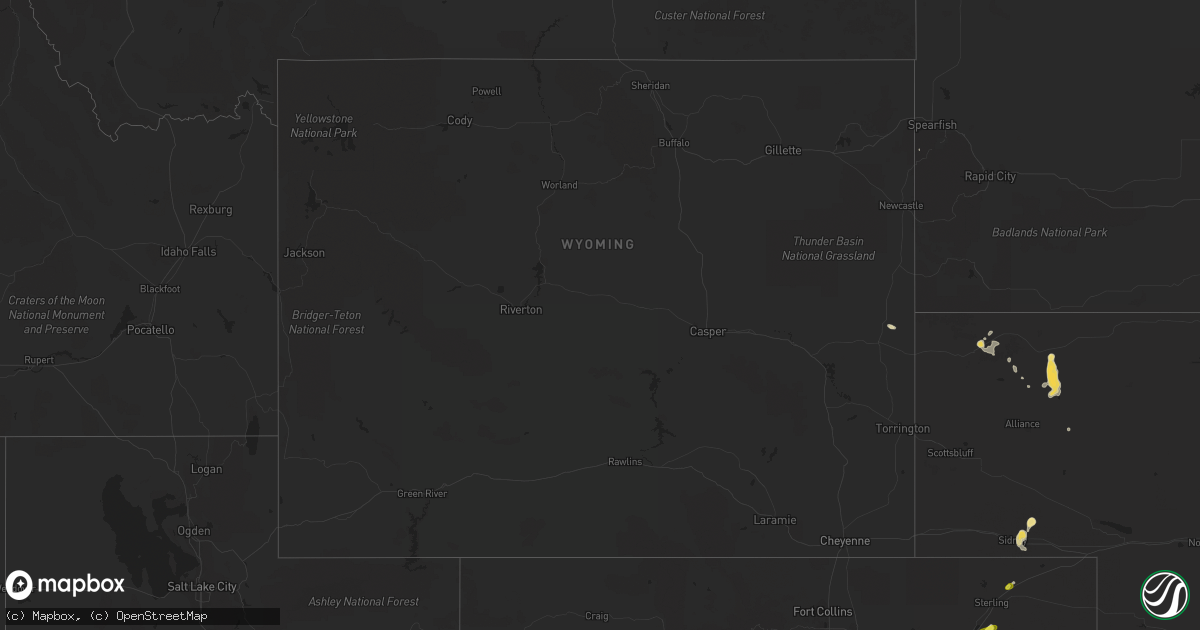 Hail map in Wyoming on August 24, 2017