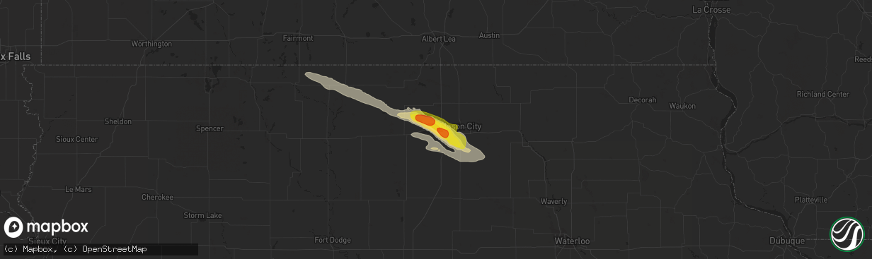 Hail map in Clear Lake, IA on August 24, 2018