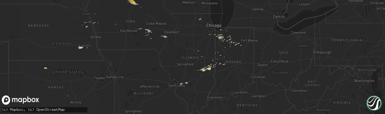 Hail map in Illinois on August 24, 2018