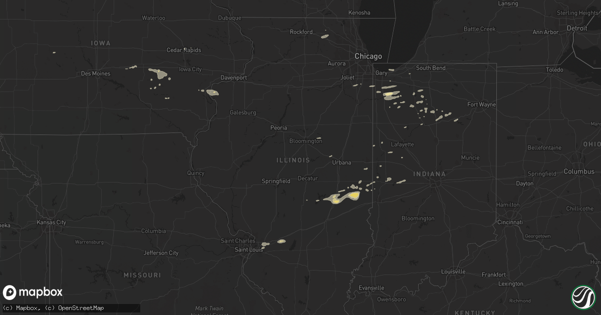 Hail map in Illinois on August 24, 2018