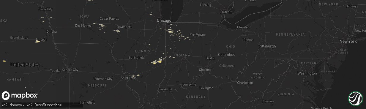 Hail map in Indiana on August 24, 2018