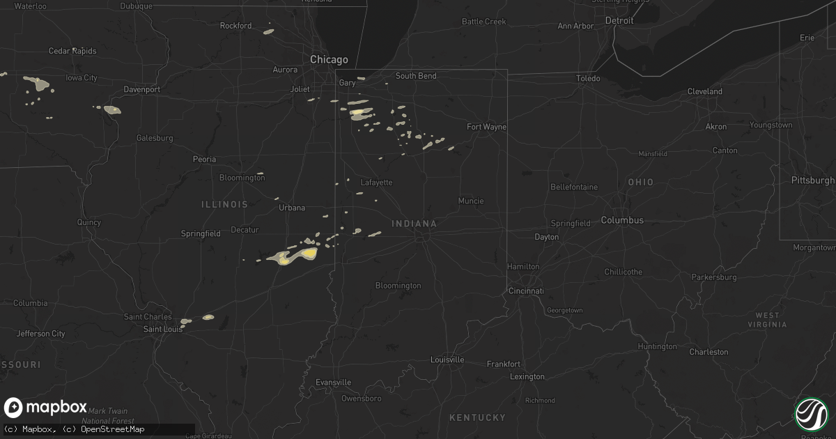 Hail map in Indiana on August 24, 2018