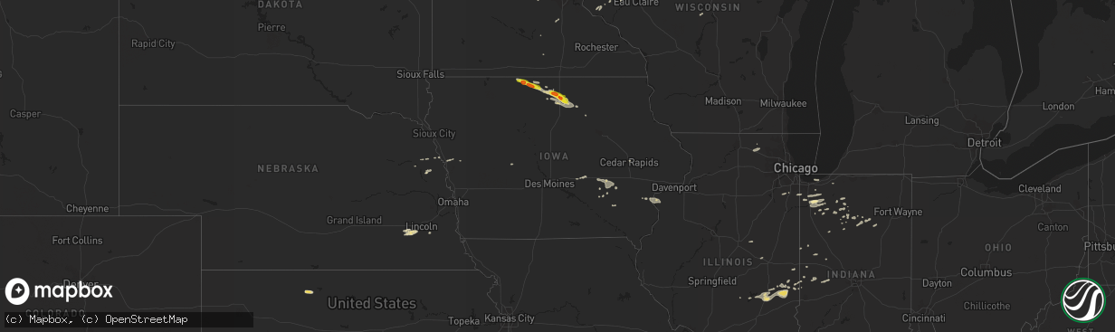 Hail map in Iowa on August 24, 2018