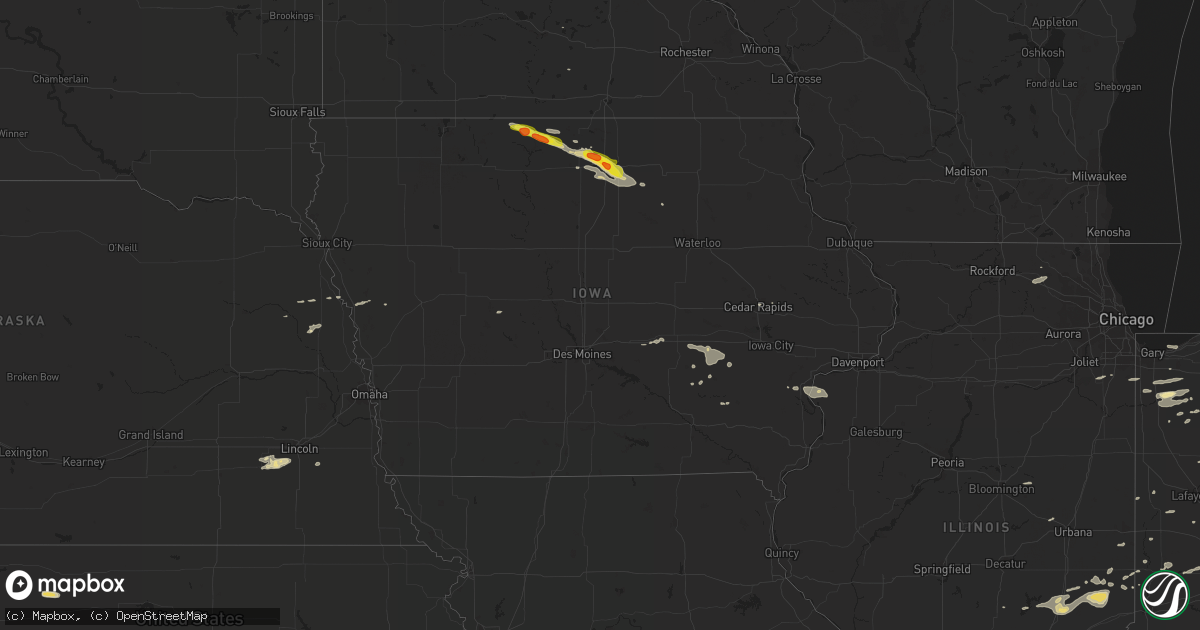 Hail map in Iowa on August 24, 2018