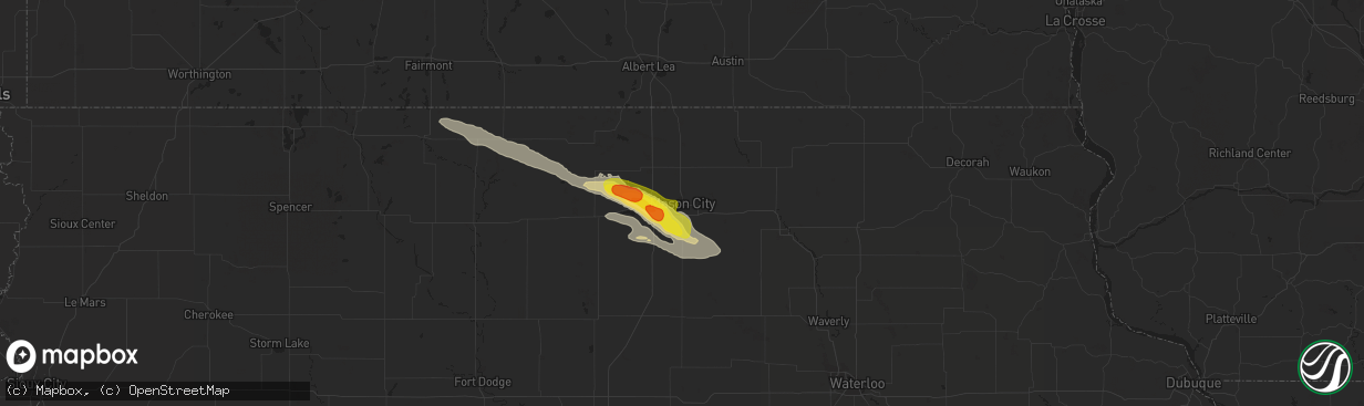 Hail map in Mason City, IA on August 24, 2018