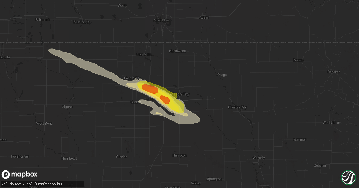 Hail map in Mason City, IA on August 24, 2018