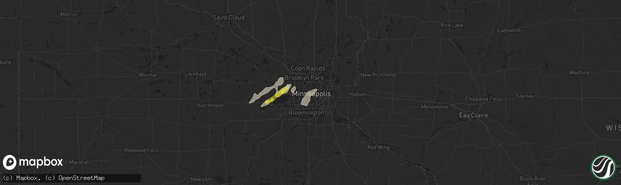 Hail map in Minneapolis, MN on August 24, 2018