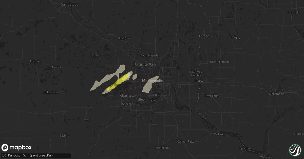 Hail map in Minneapolis, MN on August 24, 2018