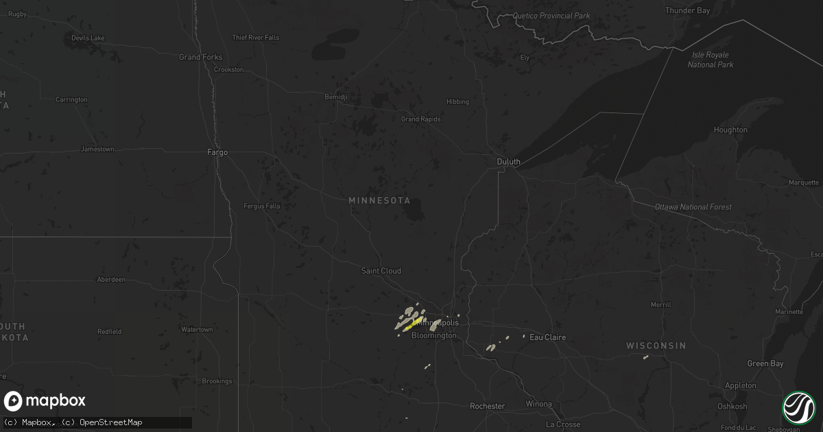 Hail map in Minnesota on August 24, 2018