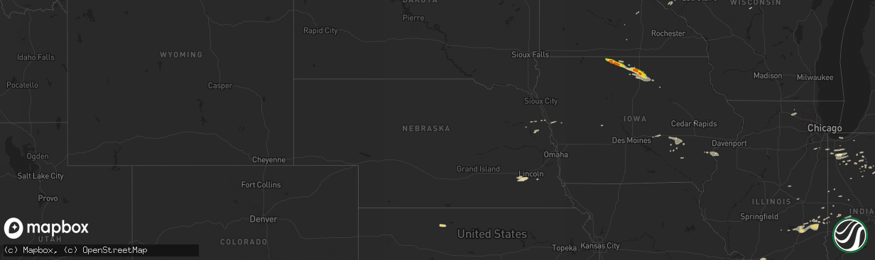 Hail map in Nebraska on August 24, 2018