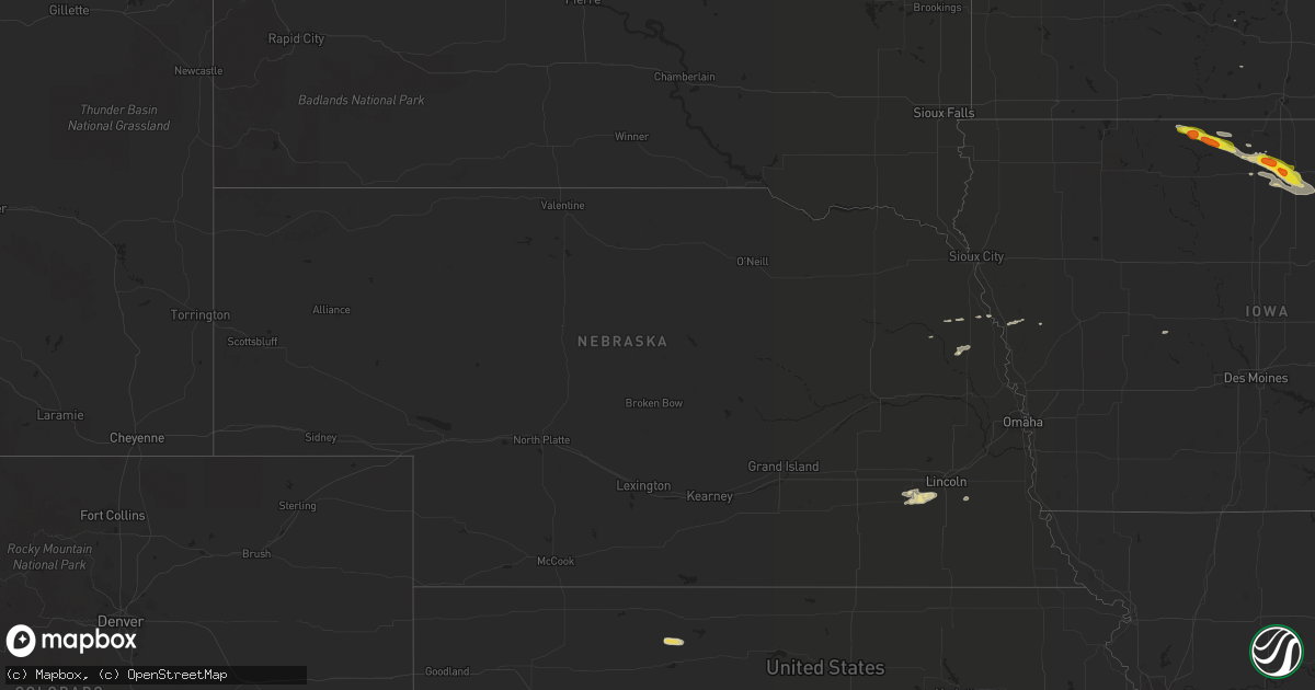 Hail map in Nebraska on August 24, 2018