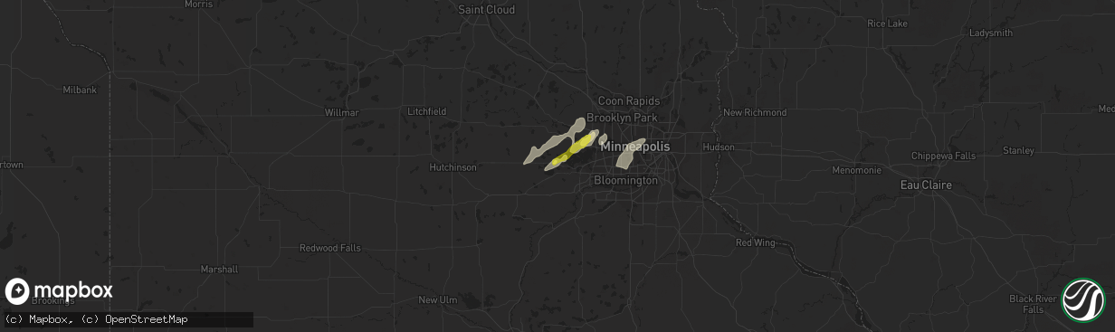 Hail map in Saint Bonifacius, MN on August 24, 2018