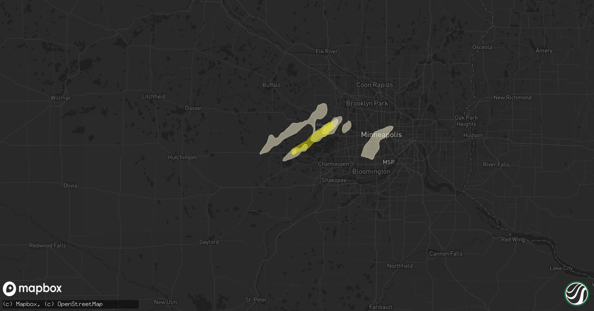 Hail map in Saint Bonifacius, MN on August 24, 2018