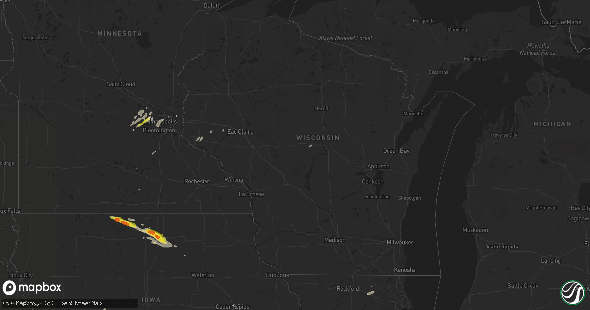 Hail map in Wisconsin on August 24, 2018
