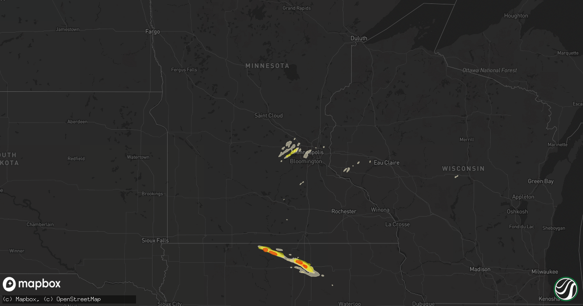 Hail map on August 24, 2018