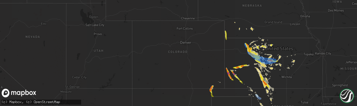 Hail map in Colorado on August 24, 2019