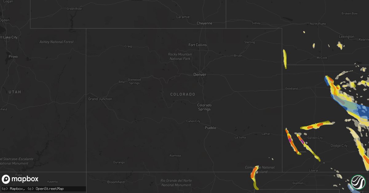Hail map in Colorado on August 24, 2019