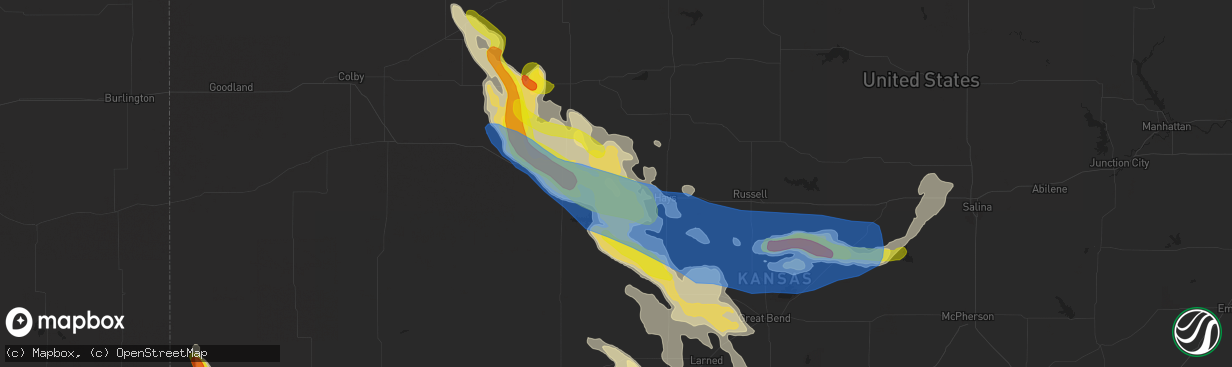 Hail map in Ellis, KS on August 24, 2019