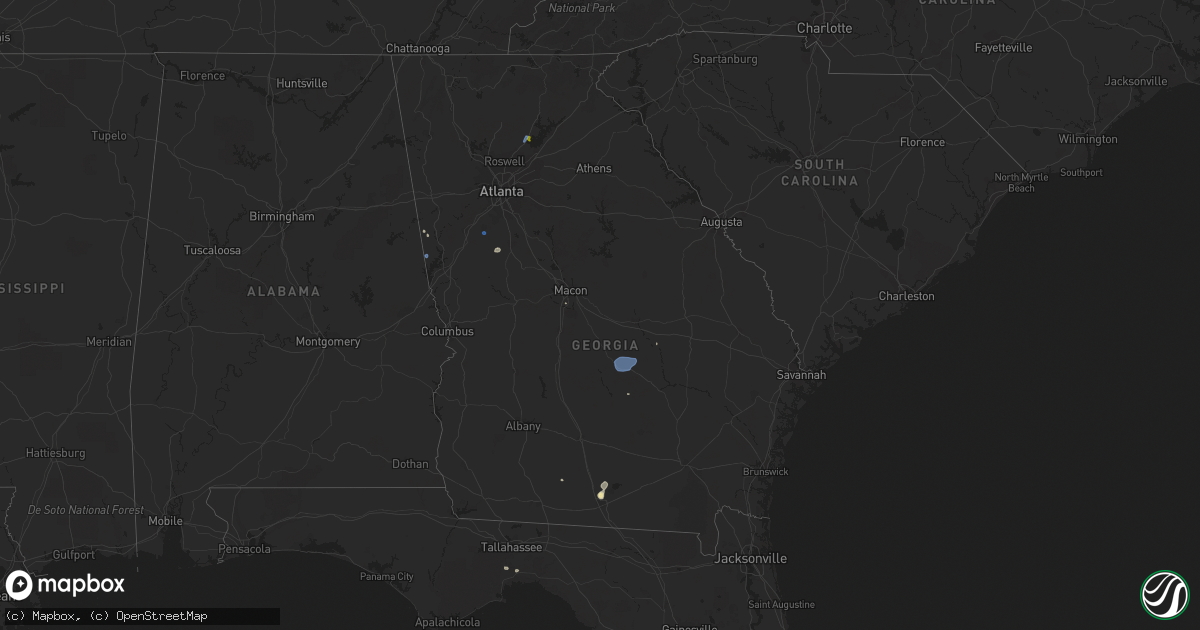 Hail map in Georgia on August 24, 2019