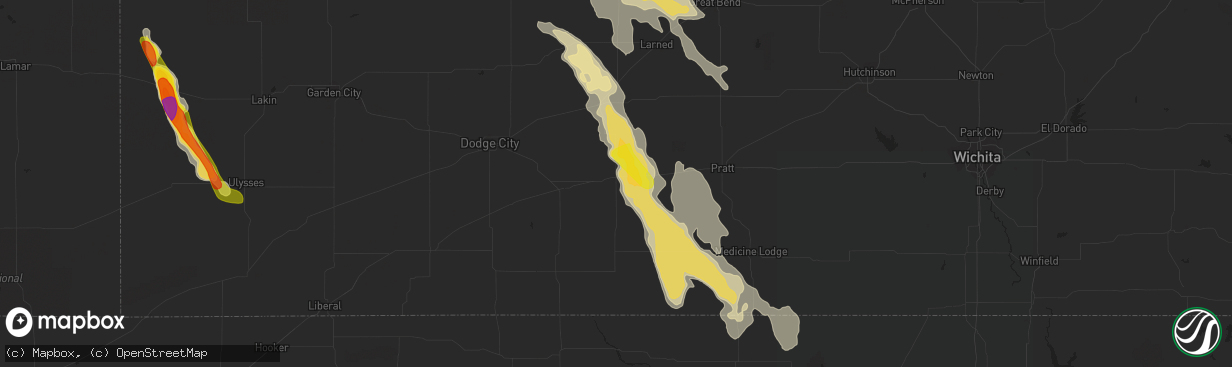 Hail map in Greensburg, KS on August 24, 2019