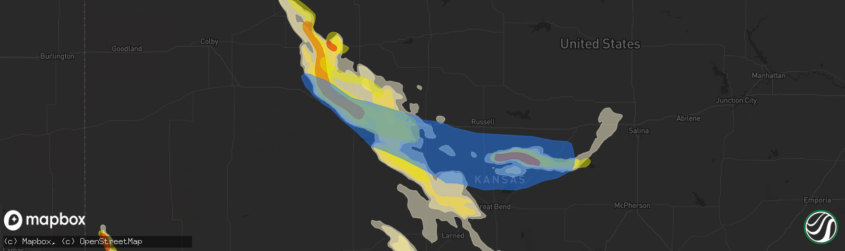 Hail map in Hays, KS on August 24, 2019