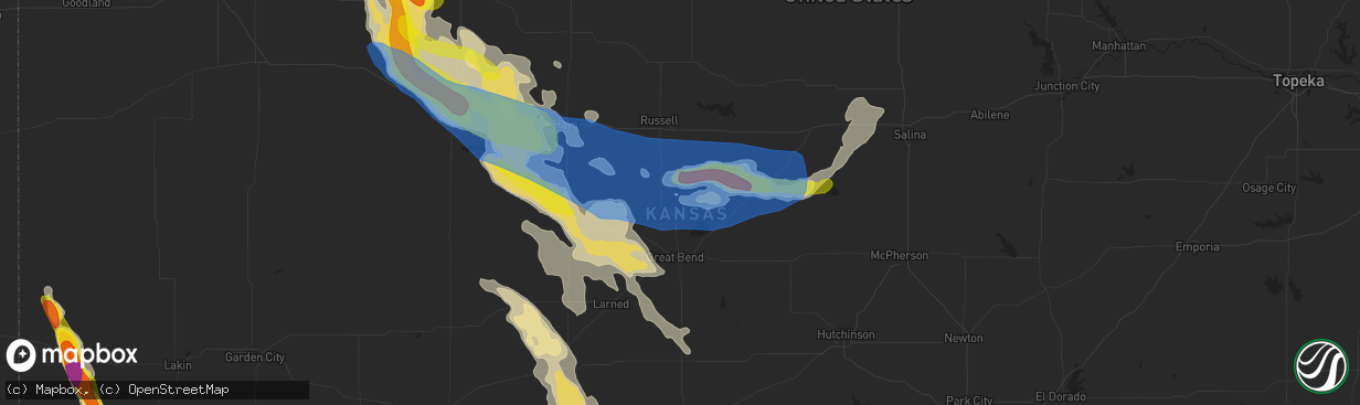 Hail map in Hoisington, KS on August 24, 2019