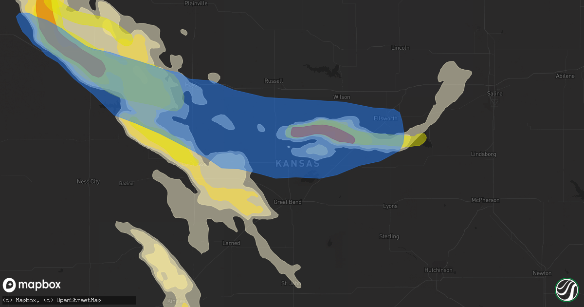 Hail map in Hoisington, KS on August 24, 2019