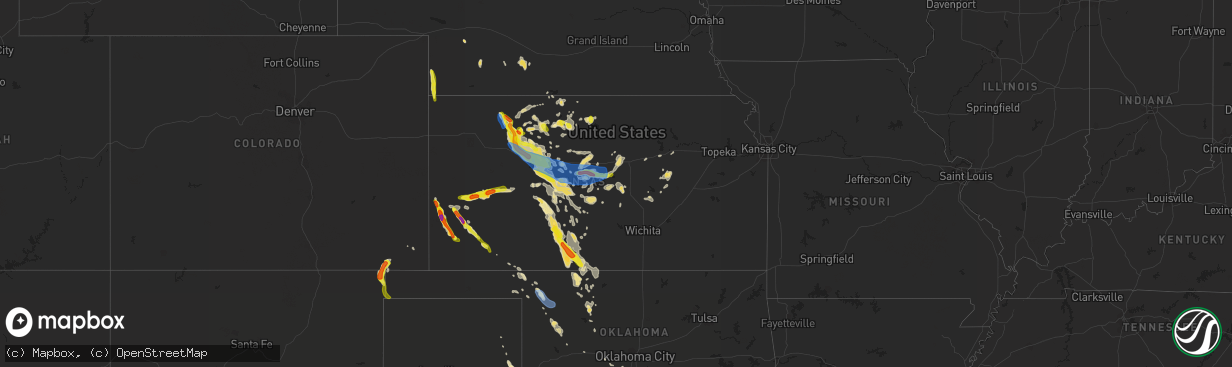 Hail map in Kansas on August 24, 2019