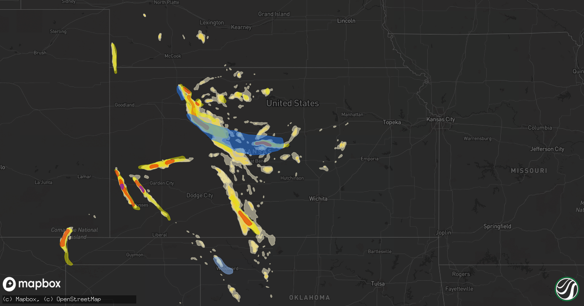 Hail map in Kansas on August 24, 2019