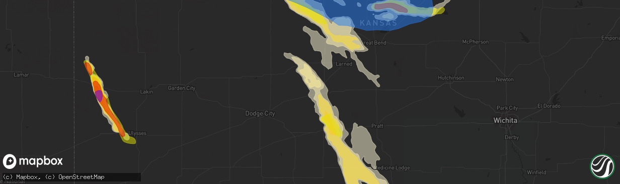 Hail map in Kinsley, KS on August 24, 2019