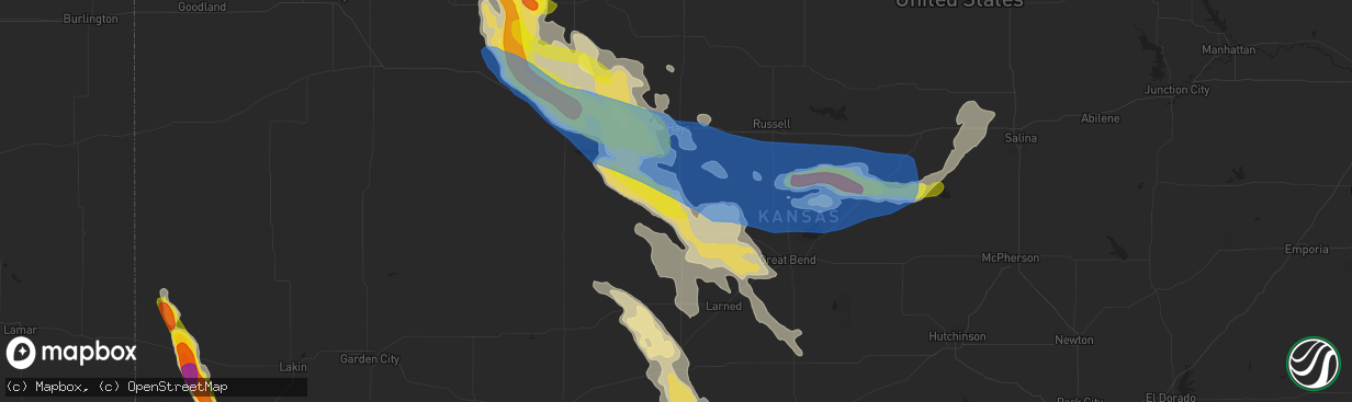 Hail map in La Crosse, KS on August 24, 2019