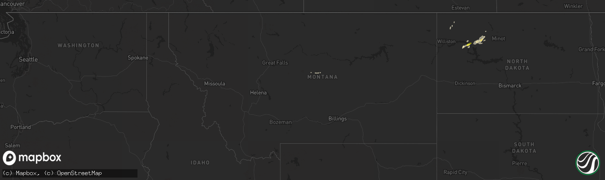 Hail map in Montana on August 24, 2019