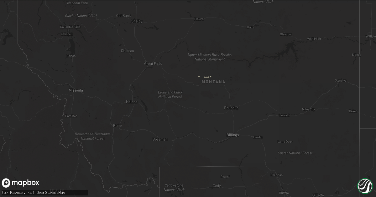 Hail map in Montana on August 24, 2019