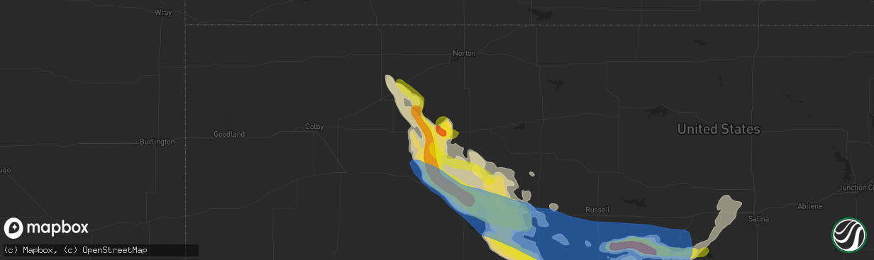 Hail map in Morland, KS on August 24, 2019