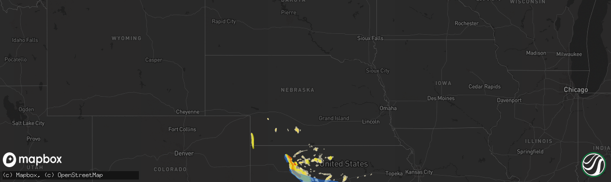 Hail map in Nebraska on August 24, 2019