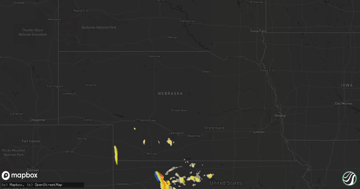 Hail map in Nebraska on August 24, 2019