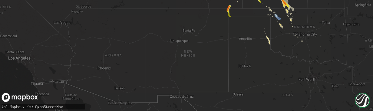 Hail map in New Mexico on August 24, 2019