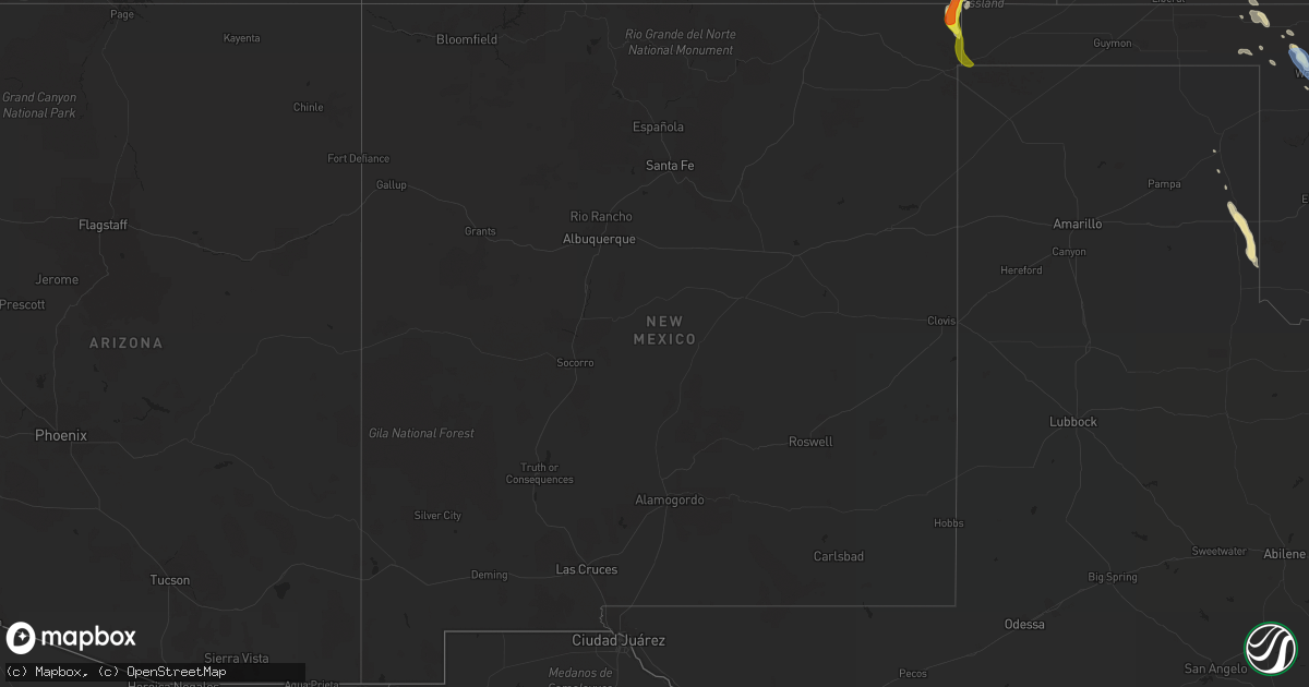 Hail map in New Mexico on August 24, 2019